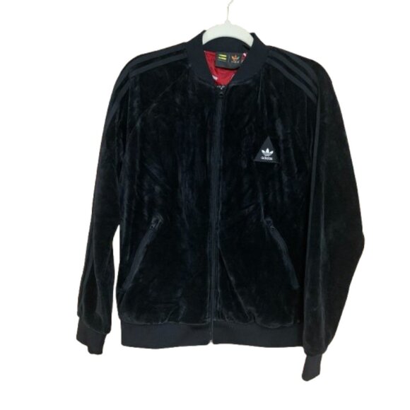 Adidas Pharrell Williams Collab Black Medium Velour Women's HU Track Jacket EUC - Picture 2 of 15